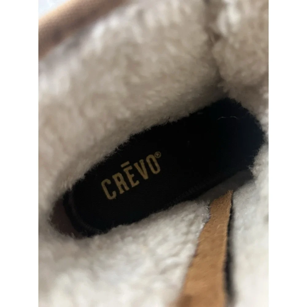 Crevo Tan Leather Faux Fur Lined Lace-Up Boots Zipper Accents Men's 8.5
